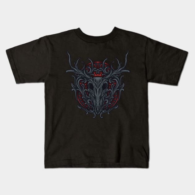 deer skull Kids T-Shirt by Falden